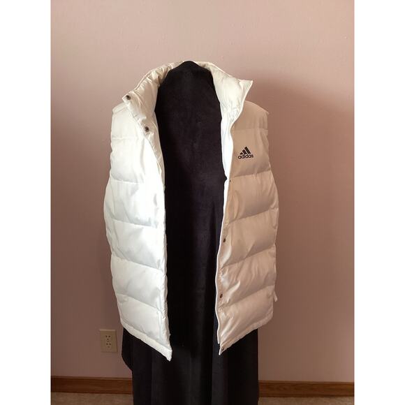 White Adidas Puffer Vest Zip Women XL - Picture 2 of 5
